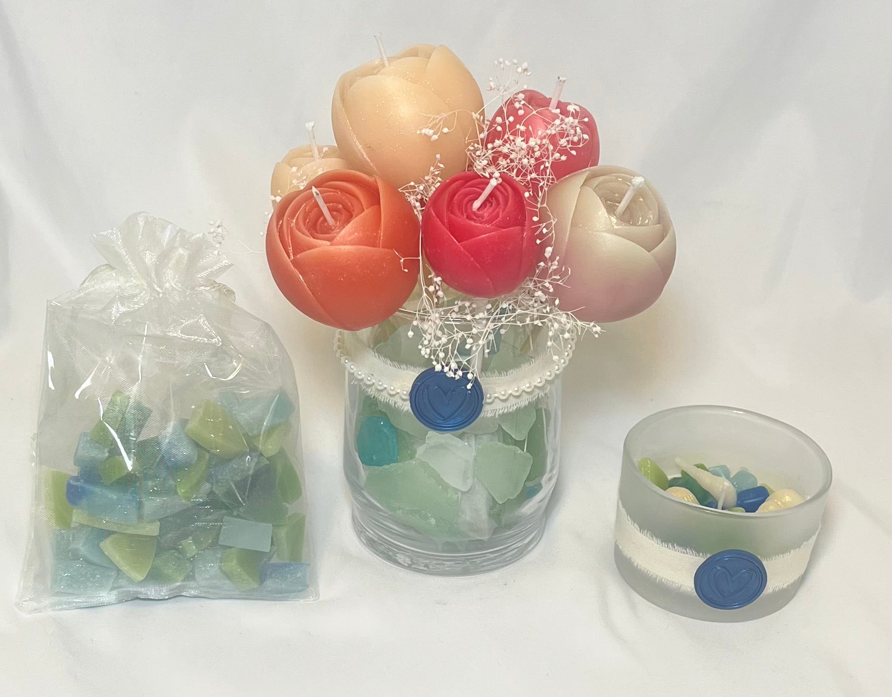 Medium Bouquet with Beach Glass mini and melts